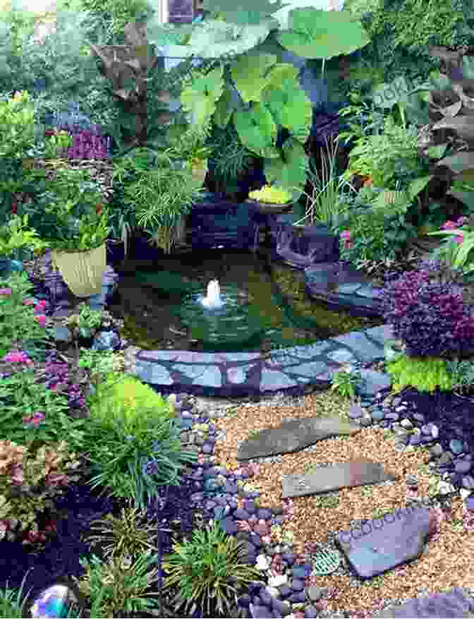 A Beautifully Landscaped Garden With A Serene Water Feature Expressive Oil Painting: An Open Air Approach To Creative Landscapes