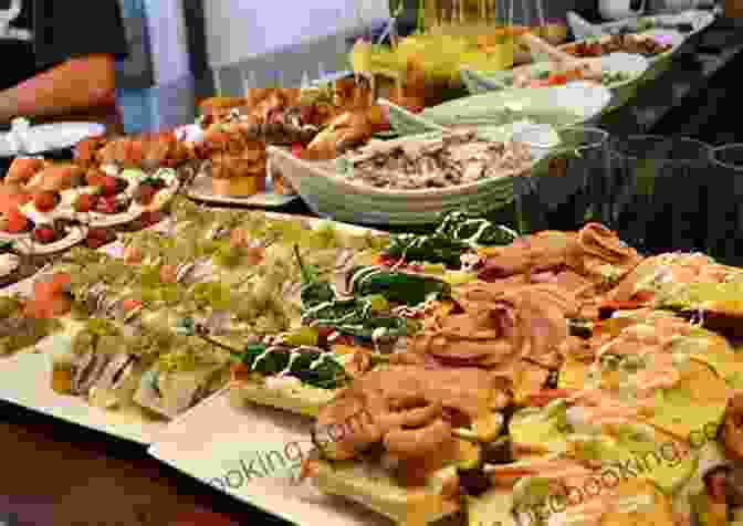 A Colorful Array Of Basque Pintxos On Display Pintxos: Small Plates In The Basque Tradition A Cookbook