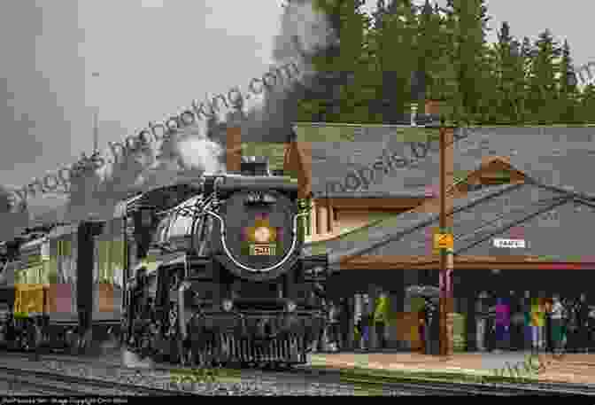 A Grand Steam Locomotive Pulling Into The Banff Railway Station, Surrounded By Billows Of Smoke And Cheering Crowds. When Trains Ruled The Rockies: My Life At The Banff Railway Station