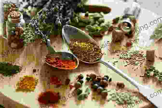 A Variety Of Spices And Herbs On A Wooden Surface, Ready For Blending Fiery Ferments: 70 Stimulating Recipes For Hot Sauces Spicy Chutneys Kimchis With Kick And Other Blazing Fermented Condiments